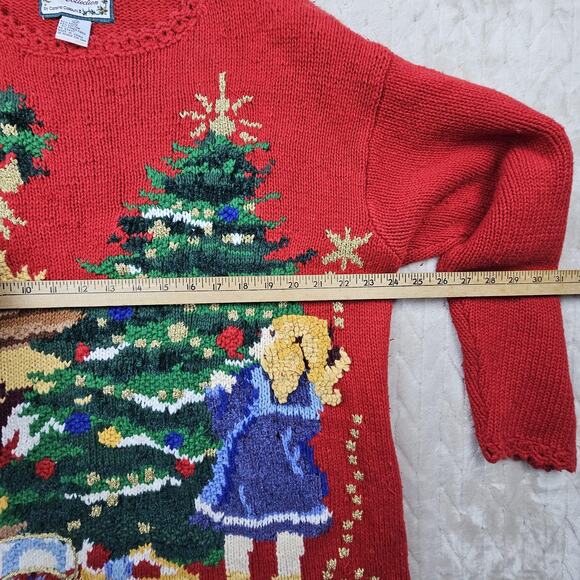 Vintage Private Collection Sweater Womens 24 Holiday Tree Scene Christmas 90s - Picture 6 of 7